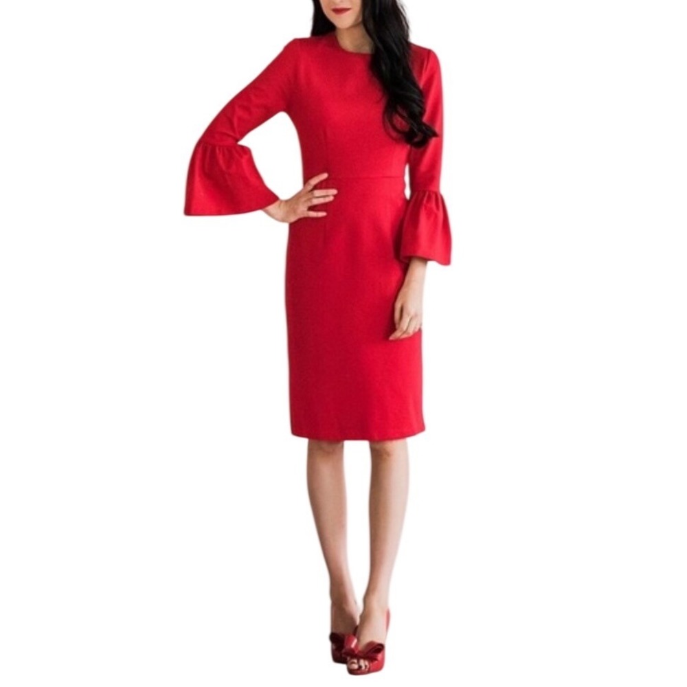 Rachel Parcell Barbados Red Bell Sleeve Midi Dress Size Medium Nordstrom NWT